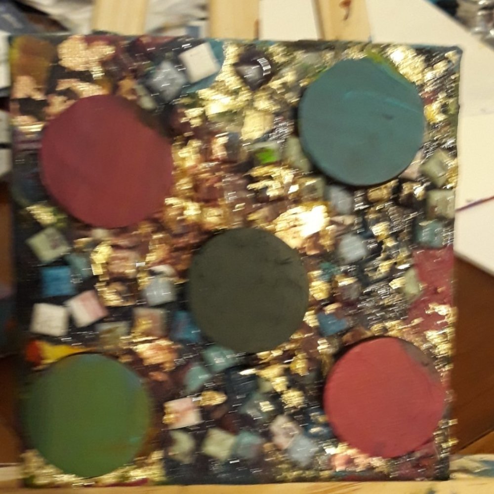 Unique mosaic dice wall art. "Dice" Made of Wood and vintage glass. Brand new.